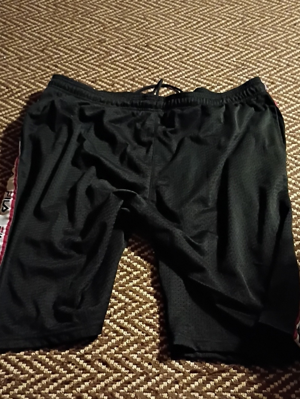Fila Black Athletic Shorts with White Logo Drawstring